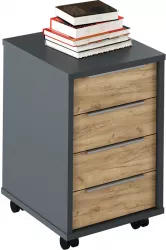 Noptiera 4 sertare din mdf grafit stejar artisan Rioma 43x48x67 cm 