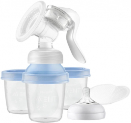 Pompa manuala de san cu 3 recipiente pentru stocarea laptelui Philips Avent SCF430 13 Transparent