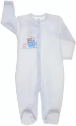 Salopeta cu maneca lunga pentru baieti Amma Baby Train A01-0855-74 Alb 