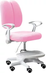Scaun birou reglabil cu suport picioare si curele roz alb Anais 58x55x102 cm