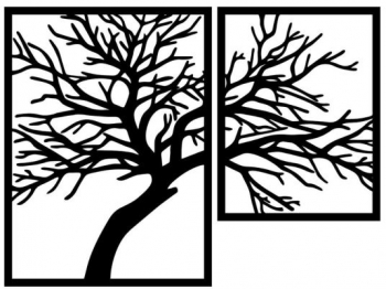 Set 2 decoratiuni perete Krodesign KRO-1043 Tree of Life metal negru 