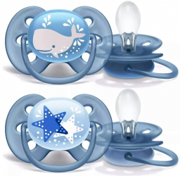 Set 2 suzete ortodontice din silicon Philips Avent Ultra Soft SCF223 03 Bleumarin 
