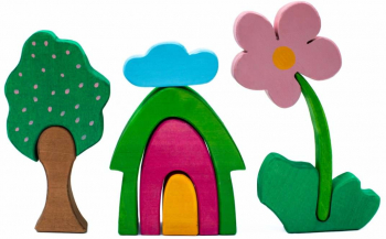 Set de joaca handmade din lemn Marc Toys - Primavara gingasa 9 piese 