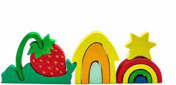 Set de joaca handmade din lemn Marc Toys - Vara colorata 11 piese 