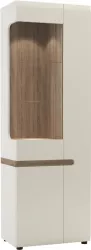 Vitrina mdf pal alb lucios stejar sonoma maro inchis Lynatet 64x42x194.5 cm 