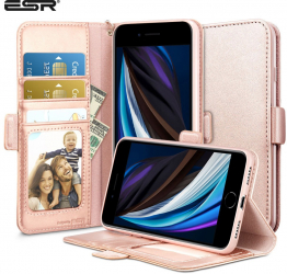Carcasa ESR iPhone SE 2020/8/7 Flip Wallet Case Rose Gold 