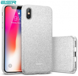 Carcasa ESR Makeup Glitter iPhone X Silver 