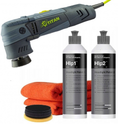 Kit de polisat faruri masina polish Titan TDA75 si paste Koch Chemie burete termocromatic laveta 250ml TDA75-HLP12B 