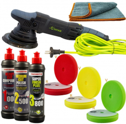 Masina de polishat orbitala TITAN TDA21-2 1050 W 125 mm inclus set Menzerna bureti pasta polish 3 pasi 