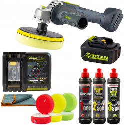 Set masina de polisat rotativa cu acumulator TITAN PP0021 2800rpm menzerna 3 pasi PP-20483-3 