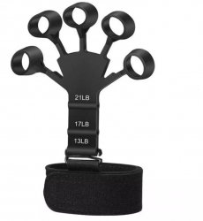 Flexor SIKS Pentru Degete Din Silicon Banda De Sustinere Velcro Diferite Niveluri De Dificultate Recuperare Fizica Negru 