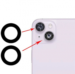 Geam Camera Spate iPhone 14 Negru doar sticla cu adeziv set complet 