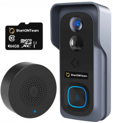 Sonerie Video Wireless Interfon cu card SD de 64 GB si Sonerie de Interior 1080P HD Detectarea Miscarii IR Audio Bidirectional 