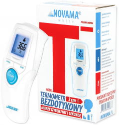 Termometru non-contact Novama White T1S memorie pentru 30 de masuratori iluminare ecran mod silentios alarma febra oprire automata 