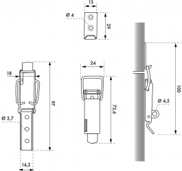 Inchizatoare cu parghie pentru lacat h 44 mm THIRARD 