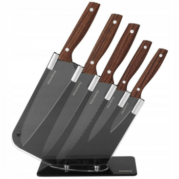 Set cutite cu suport Klausberg KB 7616 6 ore Otel inoxidabil Maron/gri 