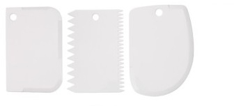 Set 3 spatule patiserie pentru decorare prajituri si torturi plastic 12 cm inaltime alb 