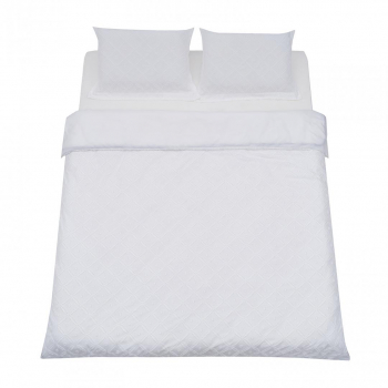 Lenjerie pat dublu King Size cu broderie microfibra 100 GSM inchidere cu nasturi Alb 