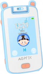 MP3 Player pentru copii cu display 2.8 inch design ursulet touch screen camera 180° cu 20 aplicatii incorporate 32 GB albastru 