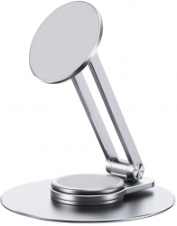 Stand Magnetic Aluminium MTP pentru telefon Baza rotativa 360 grade Prindere magnetica Pliabil Suprafata aderenta Unghi de inclinare reg