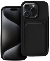 Husa Silicon Compatibila cu Apple iPhone 15 Pro Max Forcell Card Case Negru 