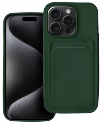 Husa Silicon Compatibila cu Apple iPhone 15 Pro Max Forcell Card Case Verde 