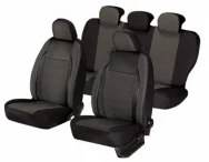 Huse scaune auto BMW SERIA 1 E81 2003 - 2012 dAL Elegance Negru Piele ecologica + Textil 