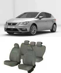 Huse scaune auto dedicate Seat Leon 2013-2019 Premium cu insertii piele
