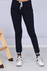 Pantaloni trening Blow din bumbac negru cu dungi albe Negru XS 