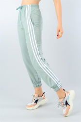 Pantaloni trening cu dungi albe verde menta Turcoaz XS 