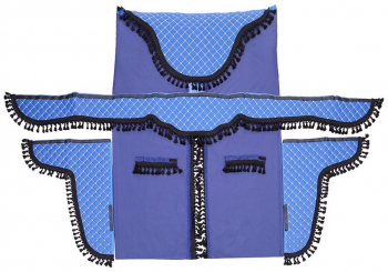Set Perdele Cabina Camion Universale Velur Albastru-Negru 