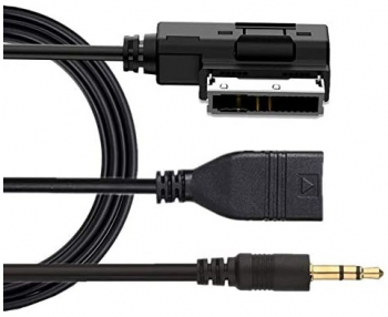 Cablu adaptor AMI MDI MMI AUX jack 3 5mm si USB pentru Audi A3/A4/A5/A6/A8/Q5/Q7/R8/TT Volkswagen Seat Skoda lungime 2m 