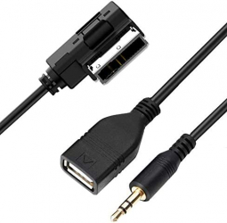Cablu adaptor AMI MMI MDI la AUX Jack 3.5 mm si USB compatibil cu Mercedes Benz Clasa S SL CLS CL C SLK E ML GLK R cu Comand APS NTG 2.5 3 