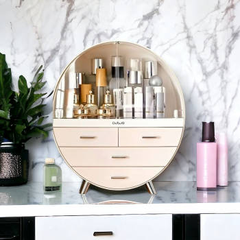 Organizator pentru produse de machiaj cosmetice pensule si produse de ingrijire a parului suport pentru rujuri 5 compartimente roz