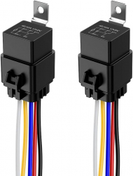 Set 2 releu 12V 40/30A impermeabil SPDT stil Bosch cu 5 pini cu priza si cablaj 16AWG si 14AWG Gebildet