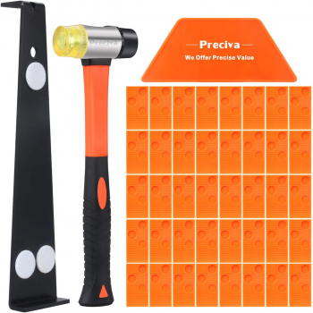 Set 43 piese montare parchet laminat pachet fixare cu 40 distantiere 1 levier 1 ciocan si piesa de impact Preciva 