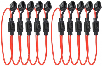 Set de 10 soclu sigurante auto suport siguranta pe fir cu carcasa turnata si cablu de 28 cm 16 AWG 12-32 V 