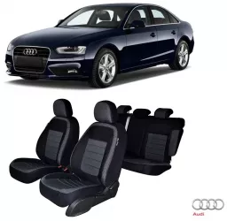SET HUSE SCAUN AUDI A-4 B8 2009-2016 BANCHETA FRACTIONATA CU TETIERE FATA PARTIAL PLASTIC TETIERE SPATE IN FORMA DE L 