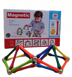 Set Inteligent de Constructie Magnetic cu 40 piese educativ si creativ numeroase posibilitati de construit creativ dezvoltarea abilitatil 