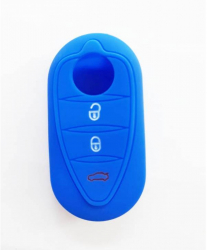 Husa silicon carcasa cheie compatibil Fiat 3 butoane albastru 
