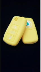 Husa silicon carcasa cheie compatibil Skoda 3 butoane galben 