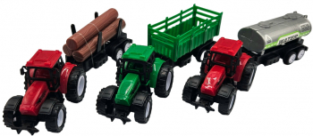 Set 3 Tractorase cu remorca Plastic 21.5 cm 