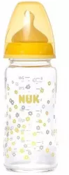 Biberon din sticla cu tetina din latex si tetina din silicon 240 ml Nuk First Choice+ B745097-M Galben 