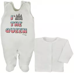 Compleu 2 piese salopeta si bluza pentru fete Koala Queen 07-769-74-cm Alb 