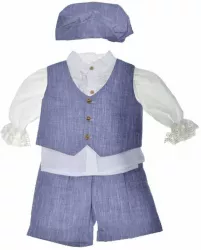 Costum botez din 4 piese pentru baieti Duomar 20623-1-74 Albastru 