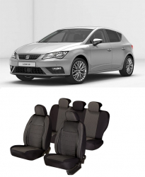 Huse scaune auto dedicate Seat Leon 2013 - 2019 Premium cu insertii piele 