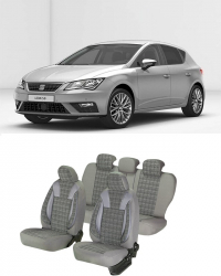 Huse scaune auto dedicate Seat Leon 2013 - 2019 Premium cu insertii piele 