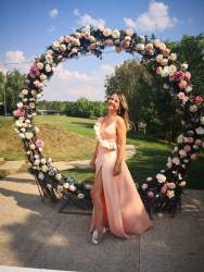 Rochie de ocazie lunga cu crapatura pe picior din tafta culoarea piersicii AGB024 - - 23h Events 