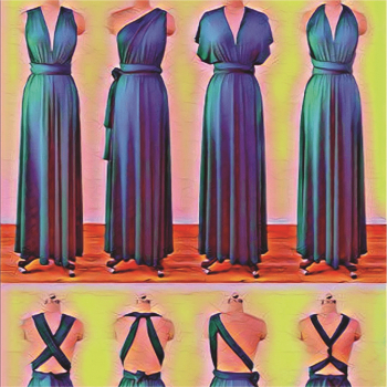 Rochie versatila din satin cu tulle si talie elastica roz - ACD1022 - 23h Events 