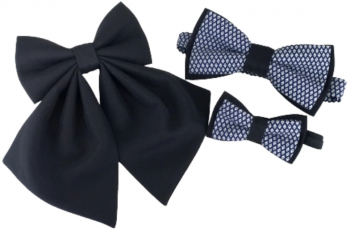 Set 3 papioane Natasa culoarea negru si alb satin de matase si bumbac IFCJ203003 - 23h Events 